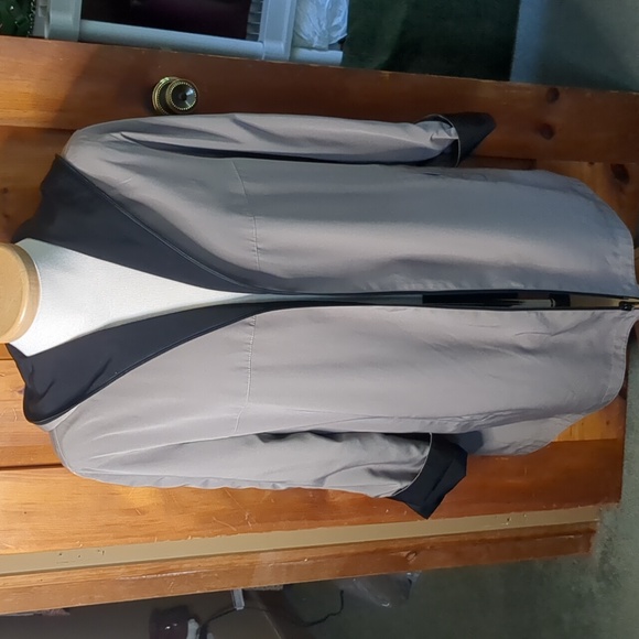 Reversible black/tan dbl pkt hooded long line quality made jacket coat 2way zip - Picture 3 of 14